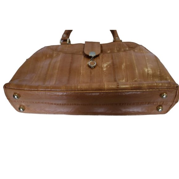 Soft Leather Bag Tan Classic Satchel Handbag Vintage Accessory - Picture 3 of 6